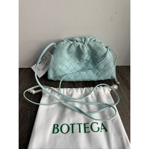 BOTTEGA VENETA Mini Pouch Intrecciato Crossbody Bag In Pale Blue $2500 main image 13